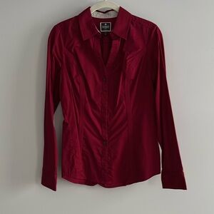Express essential long sleeve shirt. Dark red in color. Size S